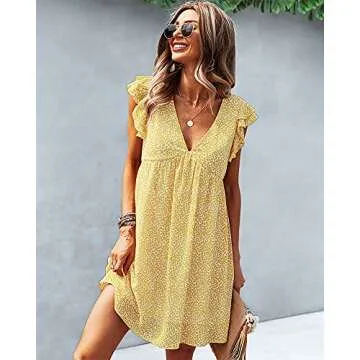 Stylish MOPOOGOSS Women's Midi Dress - Polka Dots & Ruffles