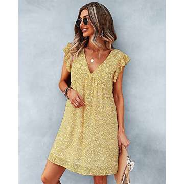 Stylish MOPOOGOSS Women's Midi Dress - Polka Dots & Ruffles