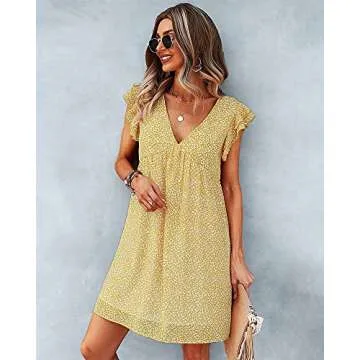 Stylish MOPOOGOSS Women's Midi Dress - Polka Dots & Ruffles