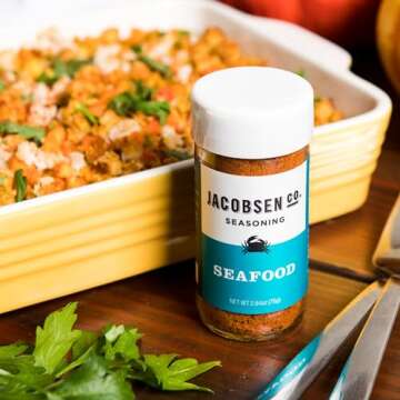 Jacobsen Salt Co. Seafood Seasoning – Sea Salt Soy-Free, Non-GMO, Gourmet Seasonings and Spices for Cooking, Made in USA, Real Salt Flakes, Fish Seasonings – 2.64oz