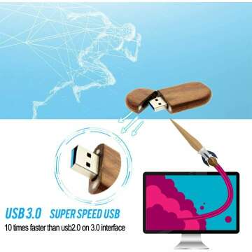 64GB Wooden USB3.0 Flash Drive - Ideal Gift Option