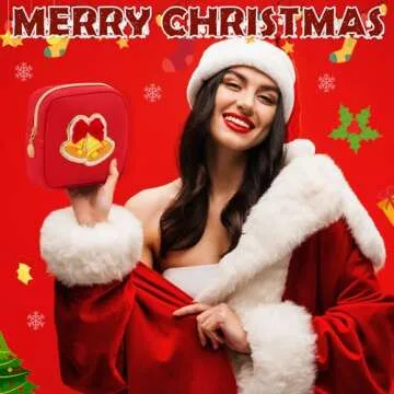 Abbylike 12 Pieces Christmas Preppy Patch Cute Cosmetic Bags Skincare Toiletry Bags Mini Chenille Nylon Bag Xmas Small Zipper Makeup Bag Coin Purse Preppy Things for Travel Women Girls Gift