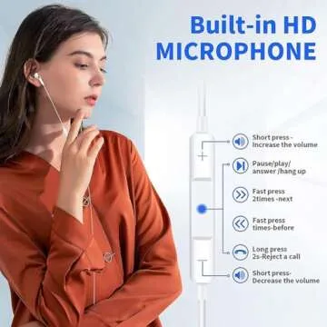 USB C Headphones for iPhone 15, 2-Pack USB C Type C Earbuds Wired with Mic & Volume Control HiFi Stereo Earphones for Galaxy S23/S22/S21/S20/Ultra Note 10/20, for iPad Pro Pixel 7/6/6a/5/4 OnePlus 9 8