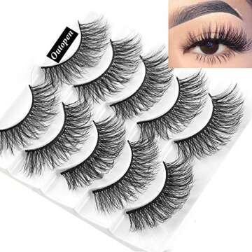 outopen 3D Mink Lashes Natural Wispy False Eyelashes 15mm Fluffy Long Eye Lashes Eye Makeup Tools 5 ...