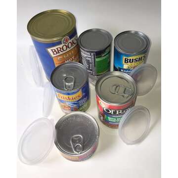 12pc BPA-Free ALAZCO Can Covers - 2 Large 2 Medium 8 small Plastic Tight Seal Lids For Canned Goods or Pet Dog Cat Food Food Saver Reusable