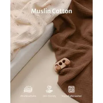 Blissful Diary Muslin Changing Pad Cover for Girls Boys, Ultra Soft Breathable Cotton, Baby Diaper C...