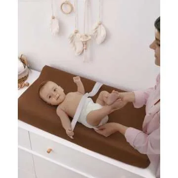 Blissful Diary Muslin Changing Pad Cover for Girls Boys, Ultra Soft Breathable Cotton, Baby Diaper Change Table Pad Covers, 2Pack (Sunshine&Brown)