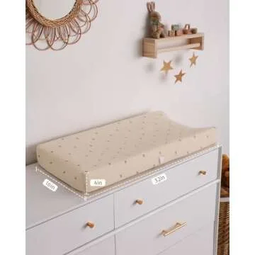 Blissful Diary Muslin Changing Pad Cover for Girls Boys, Ultra Soft Breathable Cotton, Baby Diaper Change Table Pad Covers, 2Pack (Sunshine&Brown)