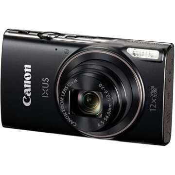 Canon PowerShot IXUS 285 HS 12X Optical Zoom Digital Camera (Black) (1076C001) + NB11L Battery + 64G...