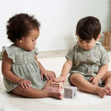 Gerber Baby Girls' 2 Piece Dress and Diaper Cover Set, Palms