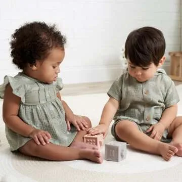 Gerber Baby Girls' 2 Piece Dress and Diaper Cover Set, Palms