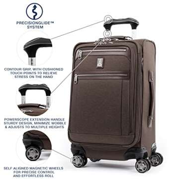Travelpro Platinum Elite Softside Expandable Carry on Luggage, 8 Wheel Spinner Suitcase, USB Port, S...
