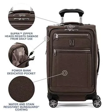 Travelpro Platinum Elite Softside Expandable Carry on Luggage, 8 Wheel Spinner Suitcase, USB Port, Suiter, Men and Women, Rich Espresso Brown, Carry On 21-Inch