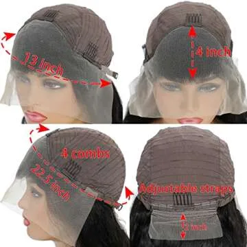 Lace Front Wigs Human Hair Body Wave 13x4 HD Transparent Lace Frontal Wigs For Women 180% Density 9A Glueless Frontal Wigs Human Hair Pre Plucked Brazilian With Baby Hair Natural Black Color 20 Inch