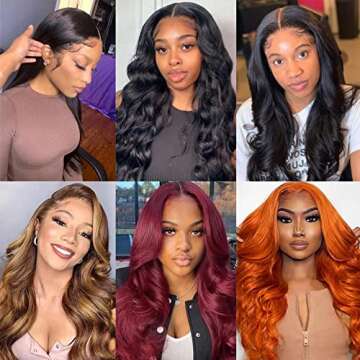 Lace Front Wigs Human Hair Body Wave 13x4 HD Transparent Lace Frontal Wigs For Women 180% Density 9A Glueless Frontal Wigs Human Hair Pre Plucked Brazilian With Baby Hair Natural Black Color 20 Inch