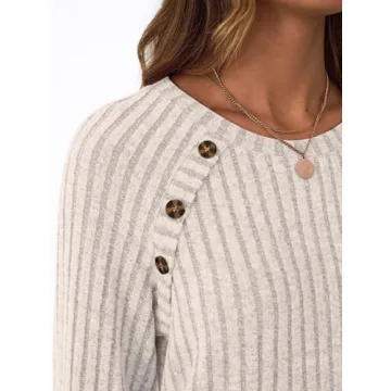 Stylish AUTOMET Womens Long Sleeve Casual Pullover Tops