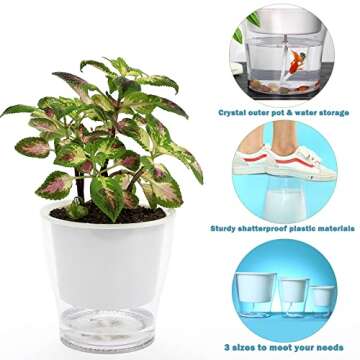 5-Pack 4.3 Inches Clear Self-Watering Pots for Indoor Plants