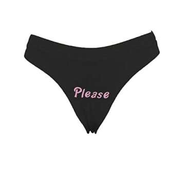 Sexy Women Come Here Daddy Please Print Strappy Lingerie Set 2PCS See Tank Tops and Panty Sets Pajamas Sleepwear (Black, L)