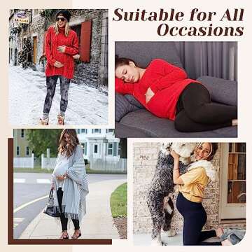 Happy.angel 2 Pack Maternity Fleece Lined Leggings Over The Belly, Womens Black Workout Yoga Pregnan...