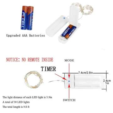 ZNYCYE 10 Pack Fairy Lights with Timer and 8 Modes