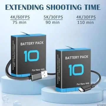 ActZone Battery Charger Station Compatible with Hero 10 Hero 9 Battery, 2 Pack Batteries for Hero 9 10 11 12 Black Camera AHDBT-901 ADDBD-001 ADBAT-211