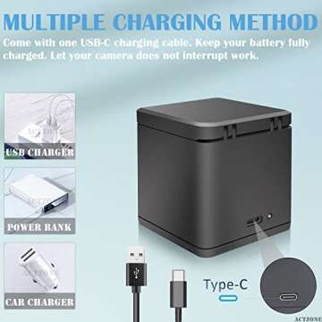 ActZone Battery Charger Station Compatible with Hero 10 Hero 9 Battery, 2 Pack Batteries for Hero 9 10 11 12 Black Camera AHDBT-901 ADDBD-001 ADBAT-211