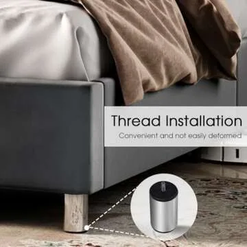 PaPaJet Upholstered King Size Bed Frame with Tall Headboard, Wingback Platform Bed, Velvet Tufted Button,No Box Spring Needed, Easy Assembly, Grey