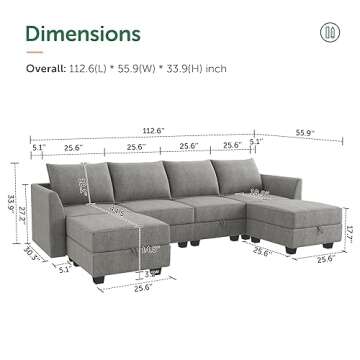 HONBAY Modular Sectional Sofa with Storage U Shaped Modular Sofa 6-Seater Sectional Couch for Living...
