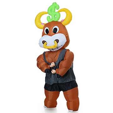 FUNNY COSTUMES Cash Cow Inflatable Costume Adult Size, Halloween Costume, Bull Suit (USD Symbol)