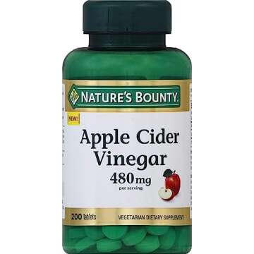 Nature's Bounty Apple Cider Vinegar 480mg Pills, Vegetarian Supplement Plant Based, 200 Tablets