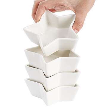 ZEAYEA Set of 10 Dipping Sauce Dishes, 3 oz Soy Sauce Pinch Bowls for Christmas, 4 inch Ceramic Appetizer Side Dishes for Sushi Soy Sauce, BBQ-Chip and Serving Bowl Set