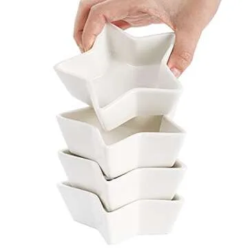 ZEAYEA Set of 10 Dipping Sauce Dishes, 3 oz Soy Sauce Pinch Bowls for Christmas, 4 inch Ceramic Appetizer Side Dishes for Sushi Soy Sauce, BBQ-Chip and Serving Bowl Set