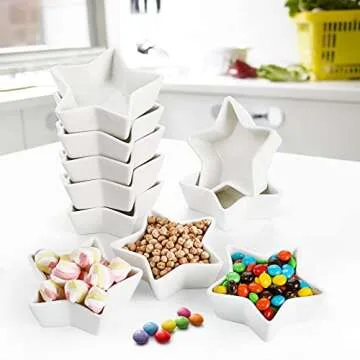 ZEAYEA Set of 10 Dipping Sauce Dishes, 3 oz Soy Sauce Pinch Bowls for Christmas, 4 inch Ceramic Appetizer Side Dishes for Sushi Soy Sauce, BBQ-Chip and Serving Bowl Set