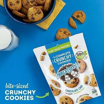 Lenny & Larry's The Complete Crunchy Cookie, Chocolate Chip, 6g Plant Protein, Vegan, Non-GMO, 1.25 Ounce Pouch (Pack of 12)