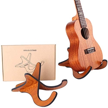 TIHOOD Wooden Ukulele Stand Holder - Portable Musical Instrument Stand for Small Guitars, Banjo, and...