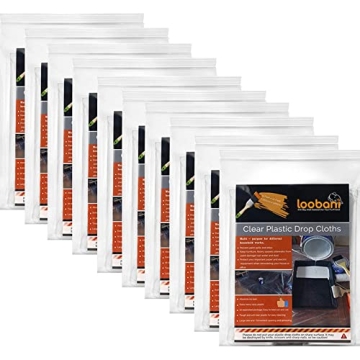 10 Piece Painter Plastic Drop Cloths Sheet,Waterproof Anti-dust Cover,9x12 Feet Disposable Tarp for ...