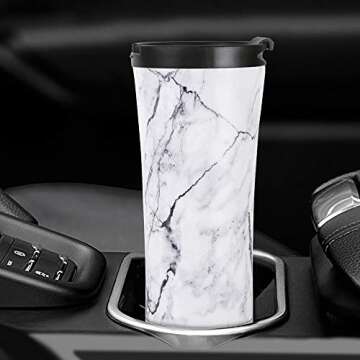 17 oz Leak Proof Travel Coffee Tumbler,Stainless Mug with Lid and Straw for Women and Men,Marble