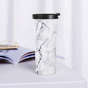 17 oz Leak Proof Travel Coffee Tumbler,Stainless Mug with Lid and Straw for Women and Men,Marble