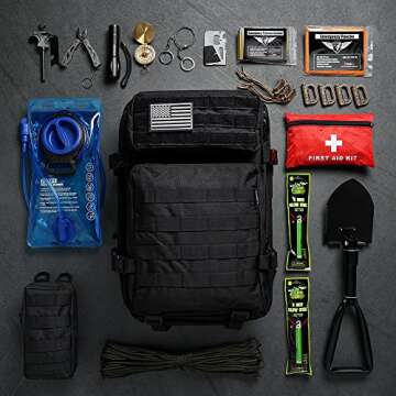 EVERLIT 42L Tactical Backpack Survival Kit Molle Bugout Bag Assault Pack Rucksack Hydration Bladder ...