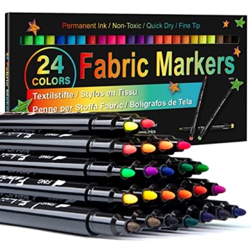 Vibrant 24 Colors Fabric Markers Set for Creative Projects