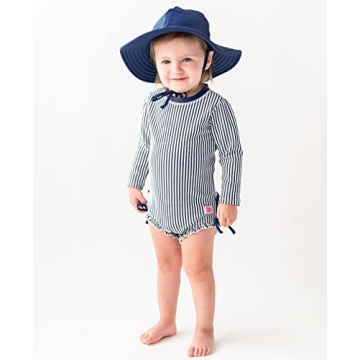 RuffleButts Navy Rash Guard for Toddlers - 12-18m