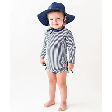 RuffleButts Navy Rash Guard for Toddlers - 12-18m