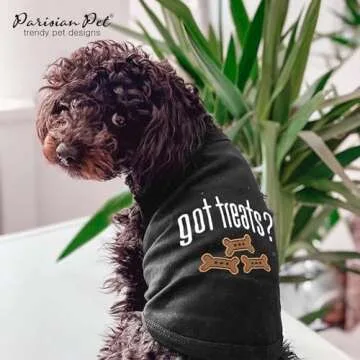 Parisian Pet Dog Tshirt Embroidered Got Treats Design