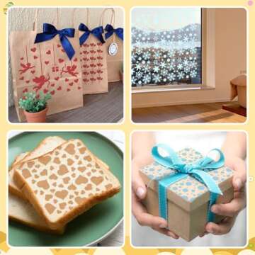 JULBEAR 36 PCS Cookie Stencil, Royal Icing Cookie Cake Stencils Reusable Pattern Airbrush Templates Mold Tools for Cookies Baking Painting Dessert Coffee Decoration DIY Party Decor（5.5x5.5 inches）