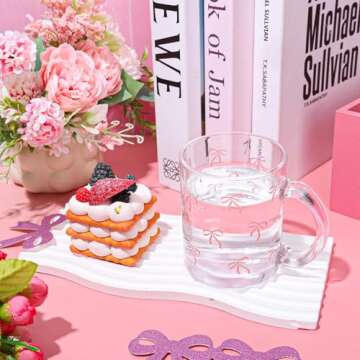Charming FYSUIMU Pink Bow Glass Coffee Mugs for Every Occasion