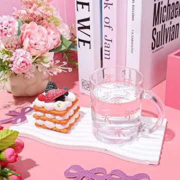 Charming FYSUIMU Pink Bow Glass Coffee Mugs for Every Occasion