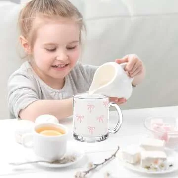 Charming FYSUIMU Pink Bow Glass Coffee Mugs for Every Occasion