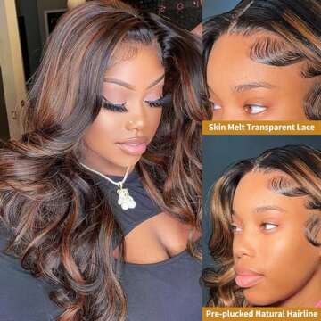 Yunwujie Highlight Ombre Lace Front Wig Human Hair Colored 1B/30 Black Brown Body Wave Wigs Human Hair 13x4 HD Lace Front Wigs Human Hair For Women Glueless Wigs Human Hair 180% Density 26inch