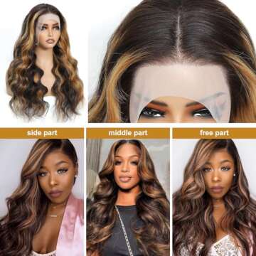 Yunwujie Highlight Ombre Lace Front Wig Human Hair Colored 1B/30 Black Brown Body Wave Wigs Human Hair 13x4 HD Lace Front Wigs Human Hair For Women Glueless Wigs Human Hair 180% Density 26inch