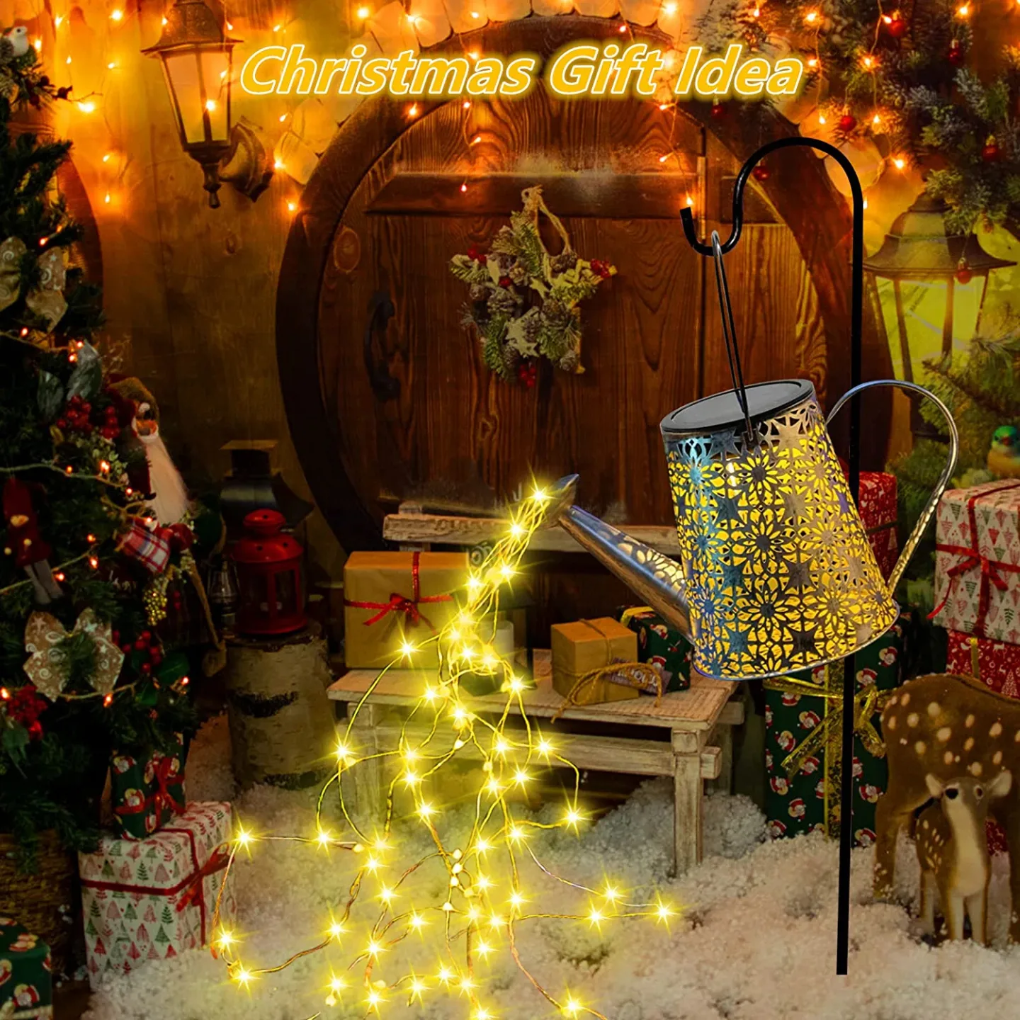 VOOKRY Solar Watering Can with Lights for Outdoor Decor